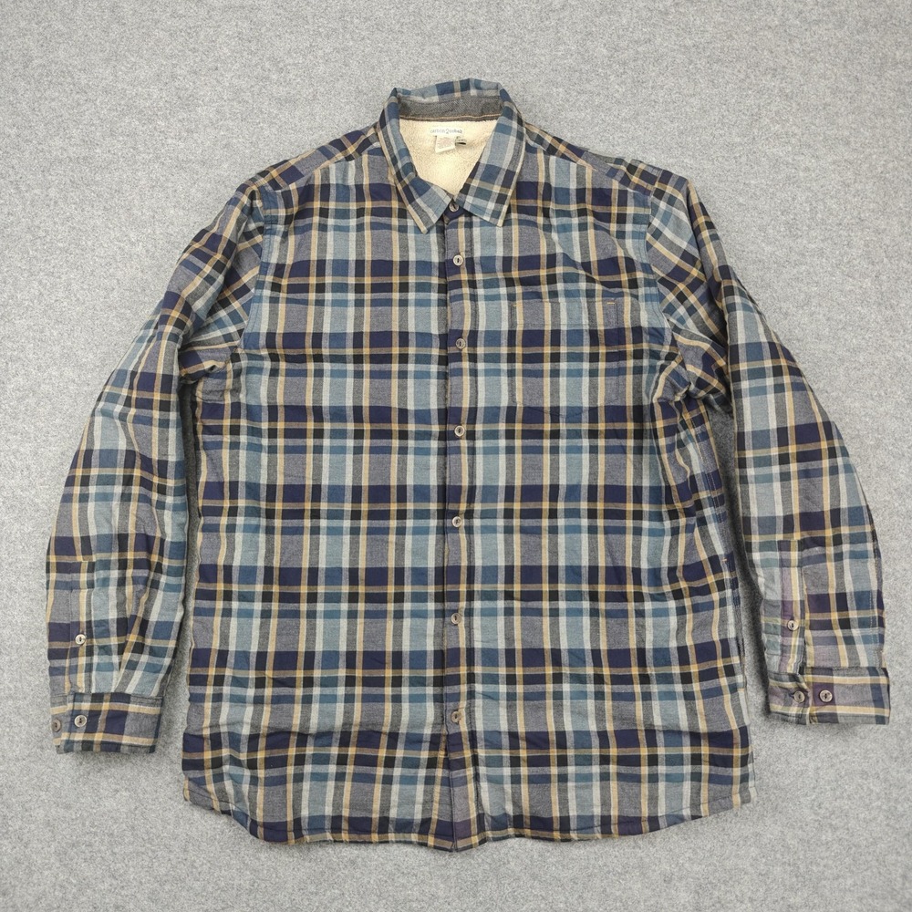 Carbon2cobalt Jacket Mens LT Blue Plaid Sherpa Lined Flannel Shacket Button